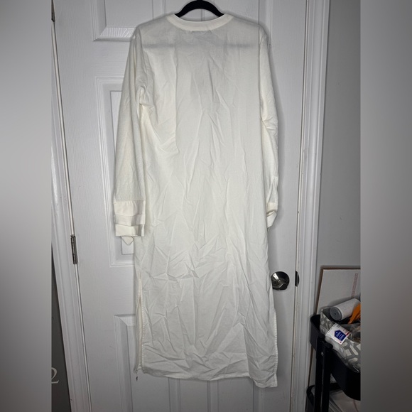 ZARA NWT Cream 100% Cotton Button Up Midi Dress Size Small Side Slits - Picture 7 of 13